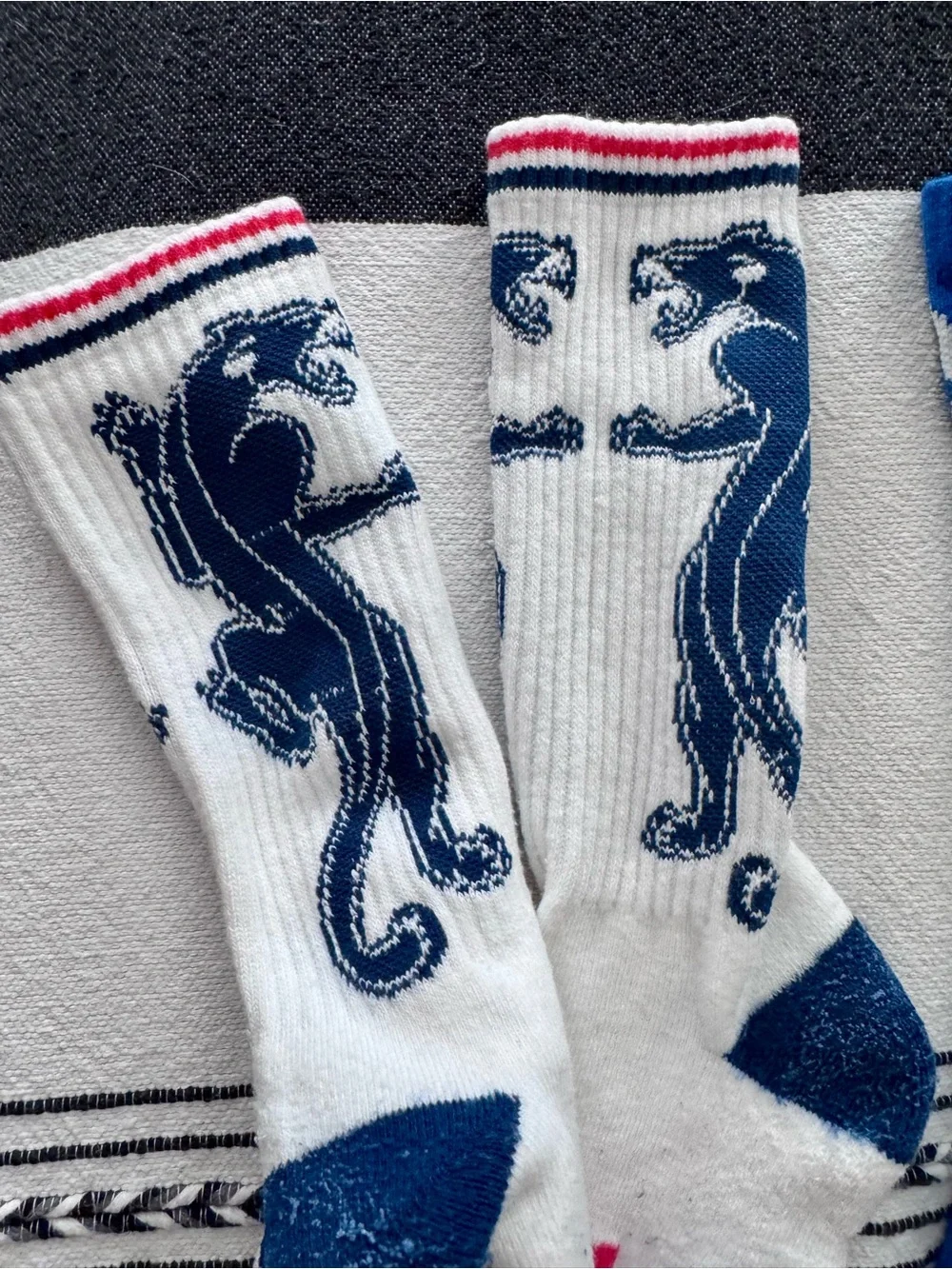 Rebel8 Men's Athletic Crew Socks - Pack of 3 (White, Blue, Red Accents)